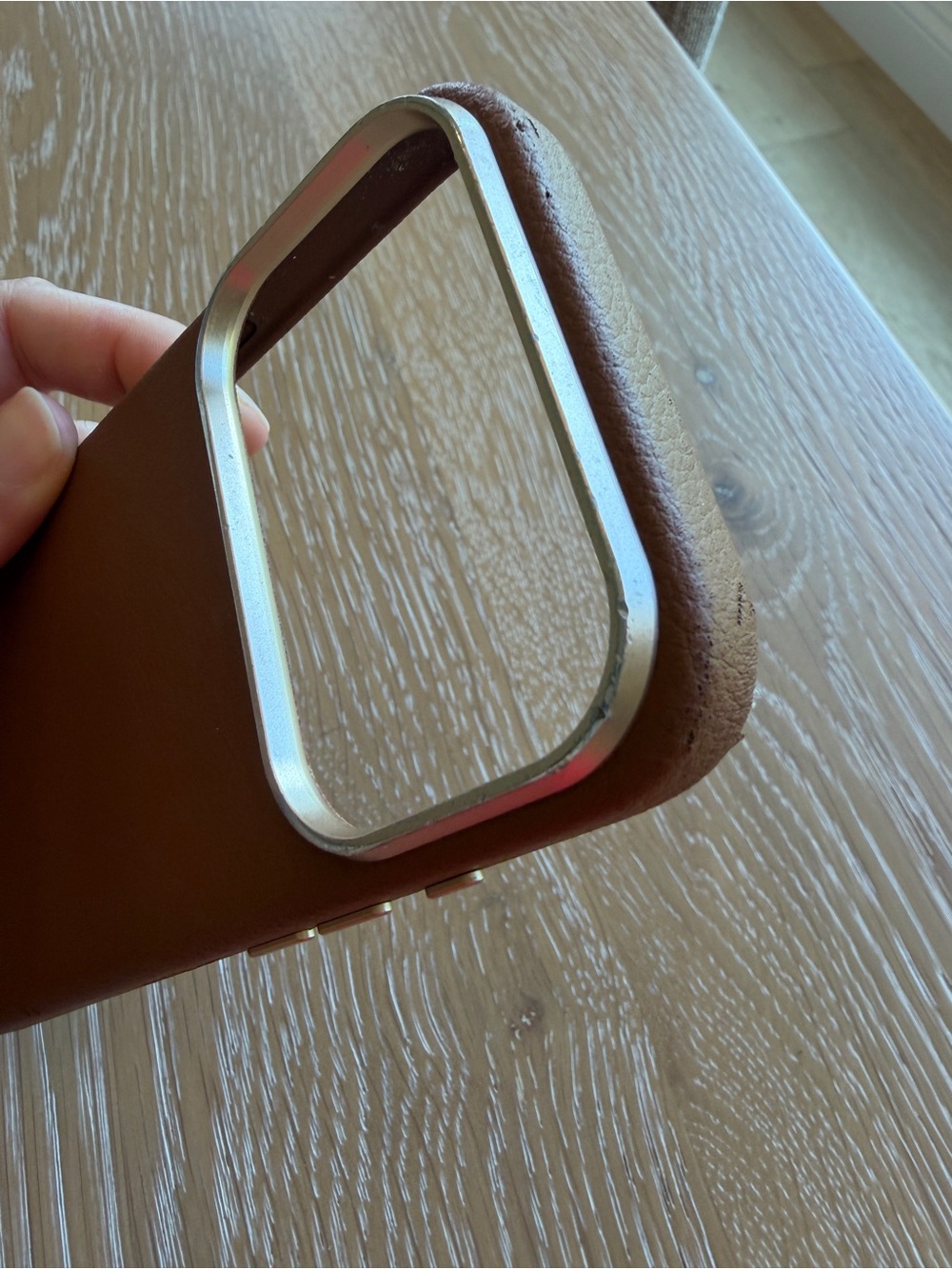 iPhone 17 Pro Otterbox Leather Brown Phone Case with Gold Trim - Picture 6 of 7